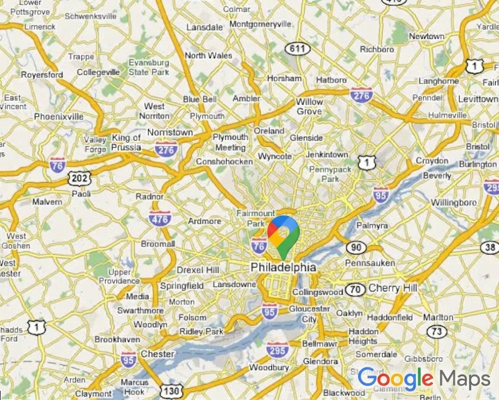 Reference map of Philadelphia and surrounding communities